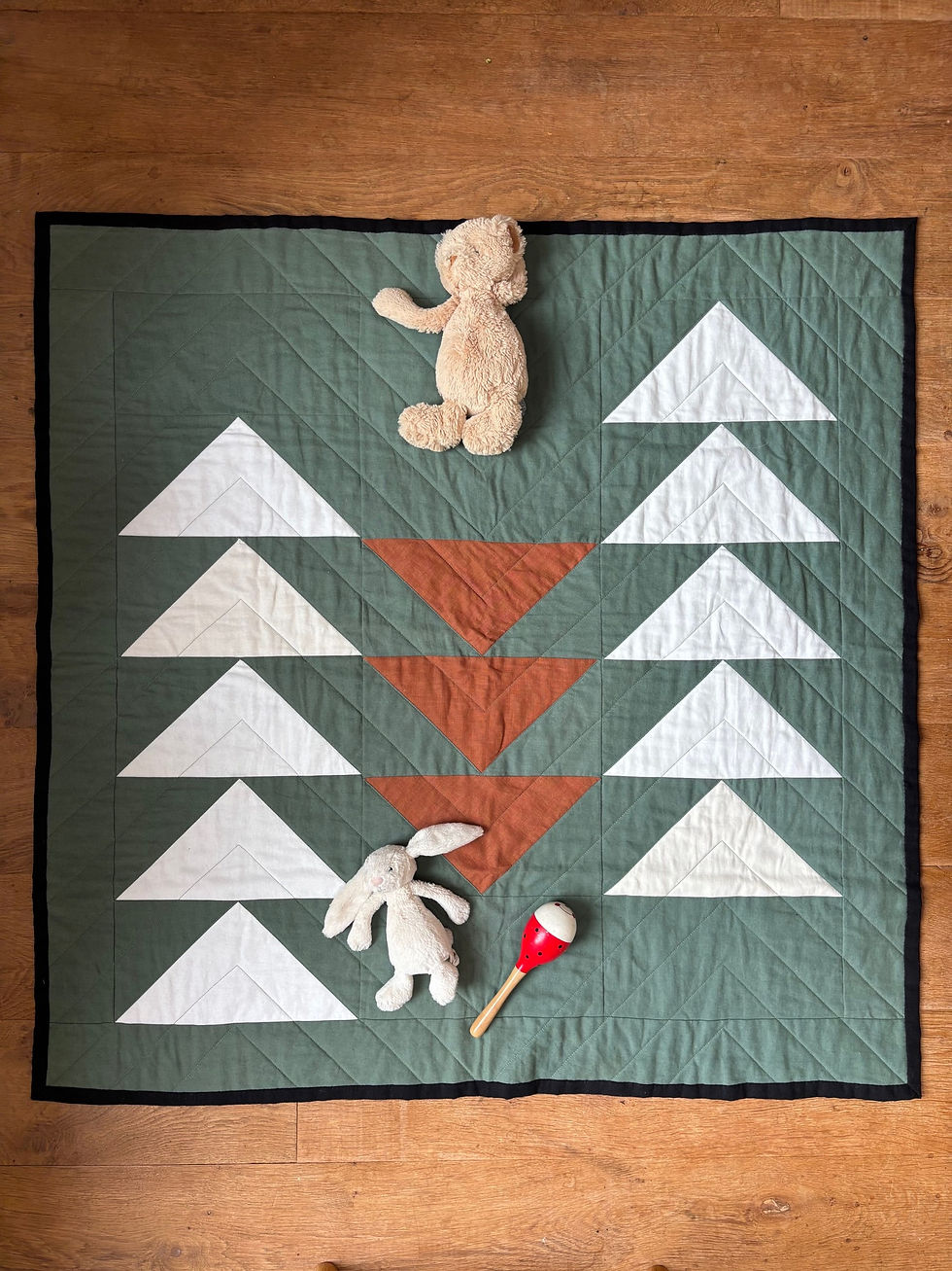 Thumbnail: Flow sage linen baby quilt/mat or small throw