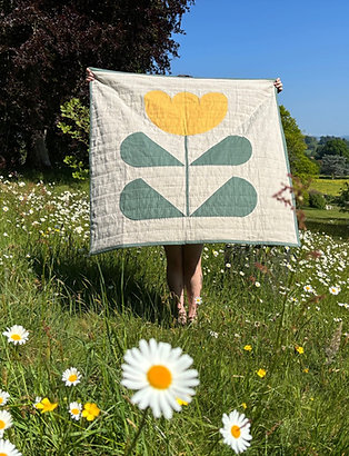 Grow & Bloom Yellow linen baby/ small throw quilt