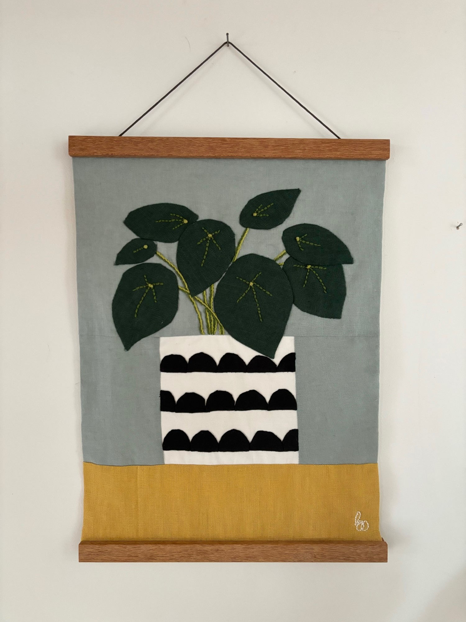 Money Plant in Patterned Pot wall hanging
