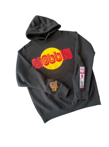 【DISCERNMENT】FURY dying over heavy hood Dropped Shoulder 2-Fer Dystopian Hoodie - Graphite