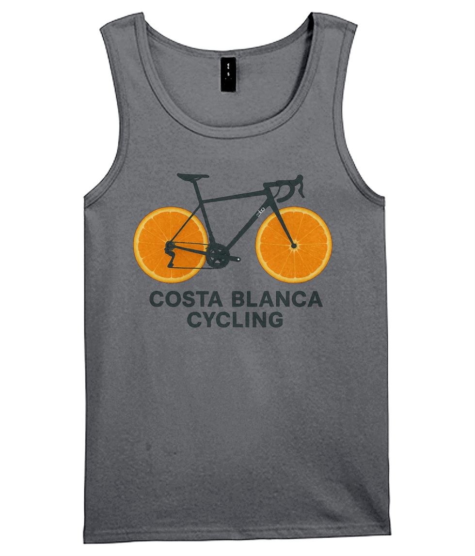 Thumbnail: Tank top with the image of a bike with orange slices as wheels