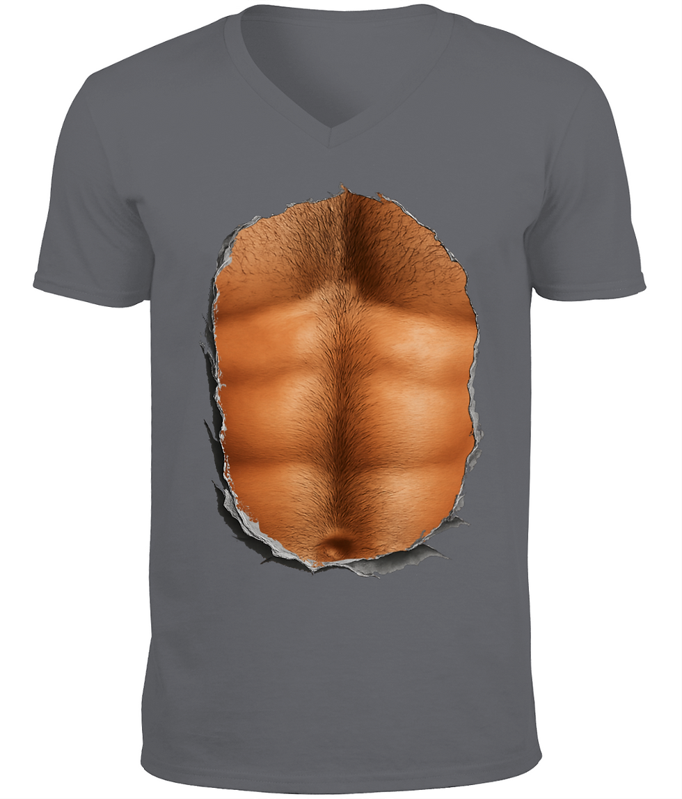 V-Neck t-shirt with a picture of a perfect male body