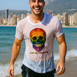 Man with colorful skull T-Shirt Miko