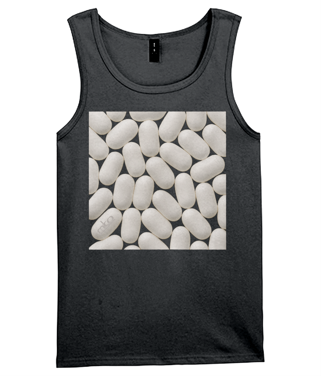 Tank top with a square image of white tic-tac sweets on a transparant background