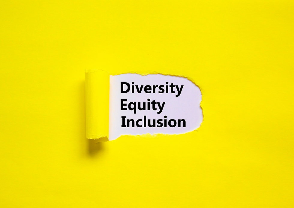 [Image description: Yellow paper with a ripped middle revealing the words Diversity Equity Inclusion.]