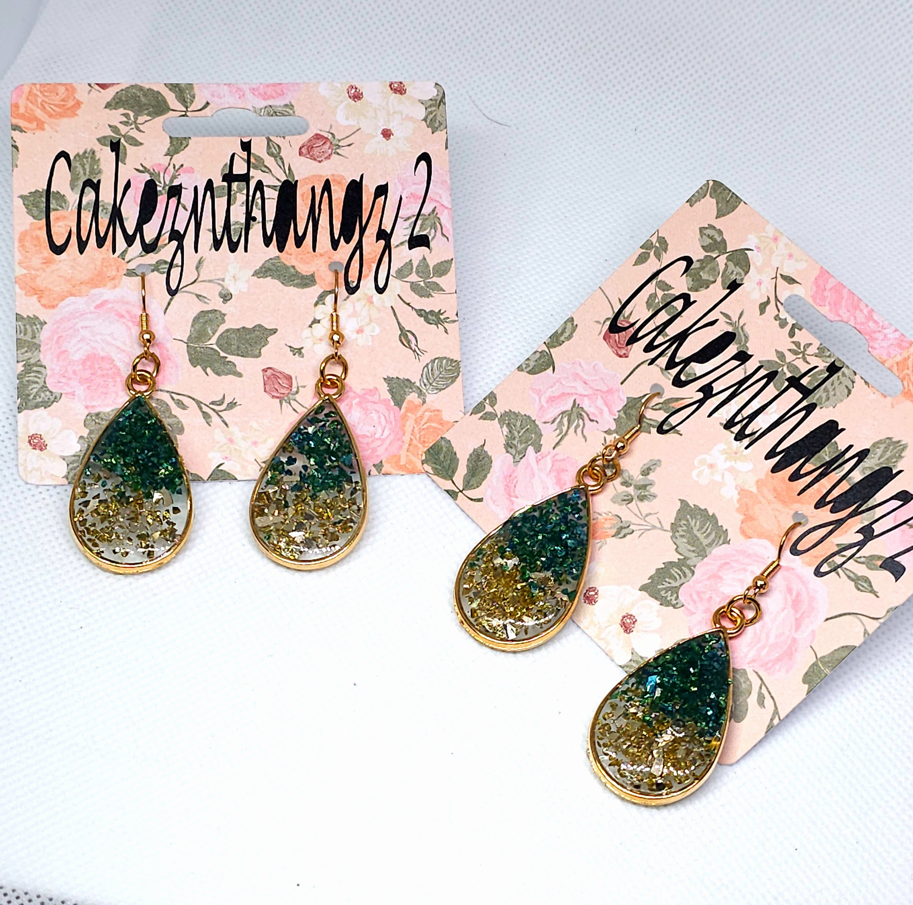Gold/GreenTwo-Toned Earrings