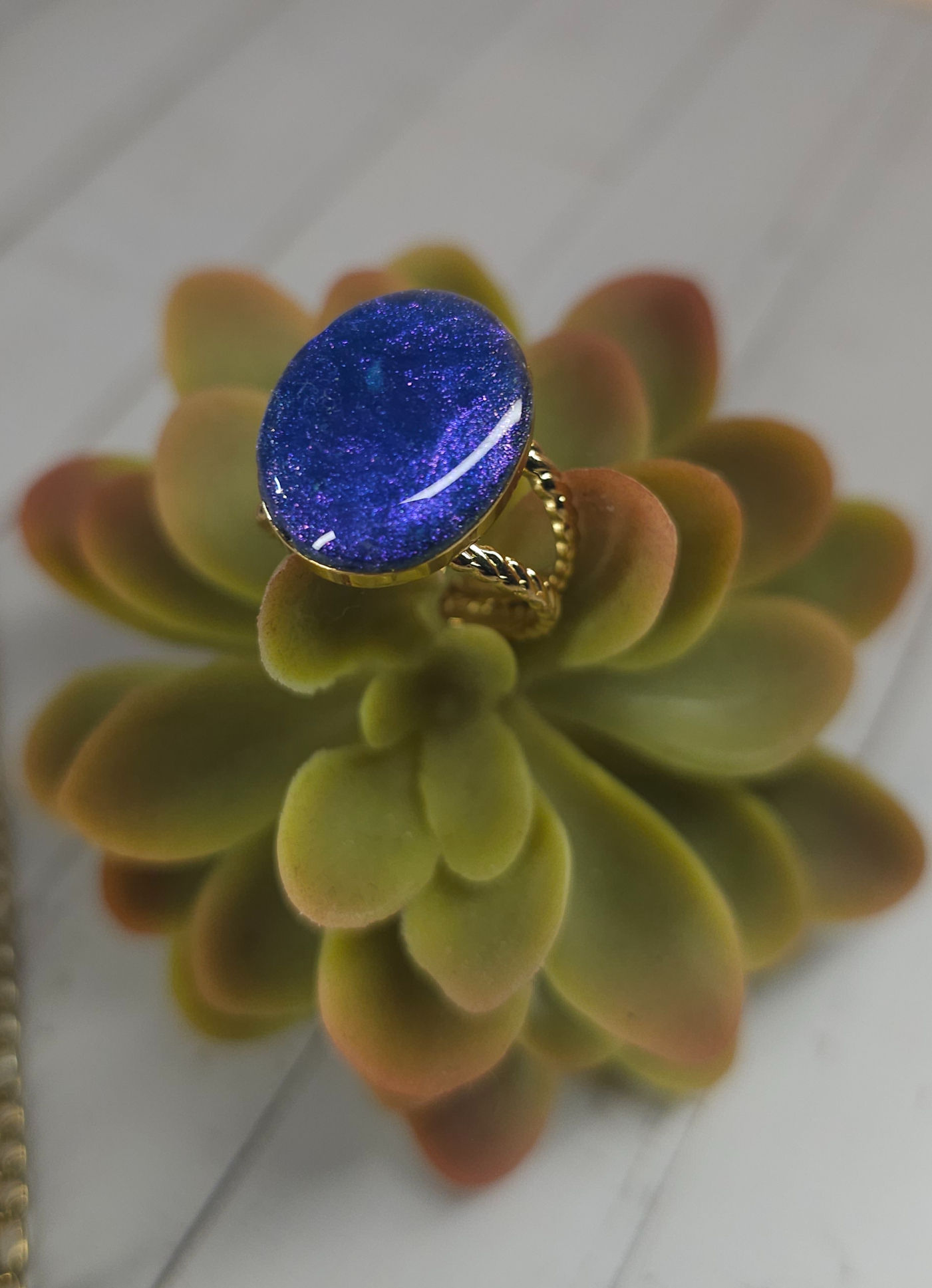 Blue Sky18k gold plated adjustable ring
