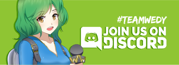 reporter contestent on a green background. text says #teamwedy and join our discord