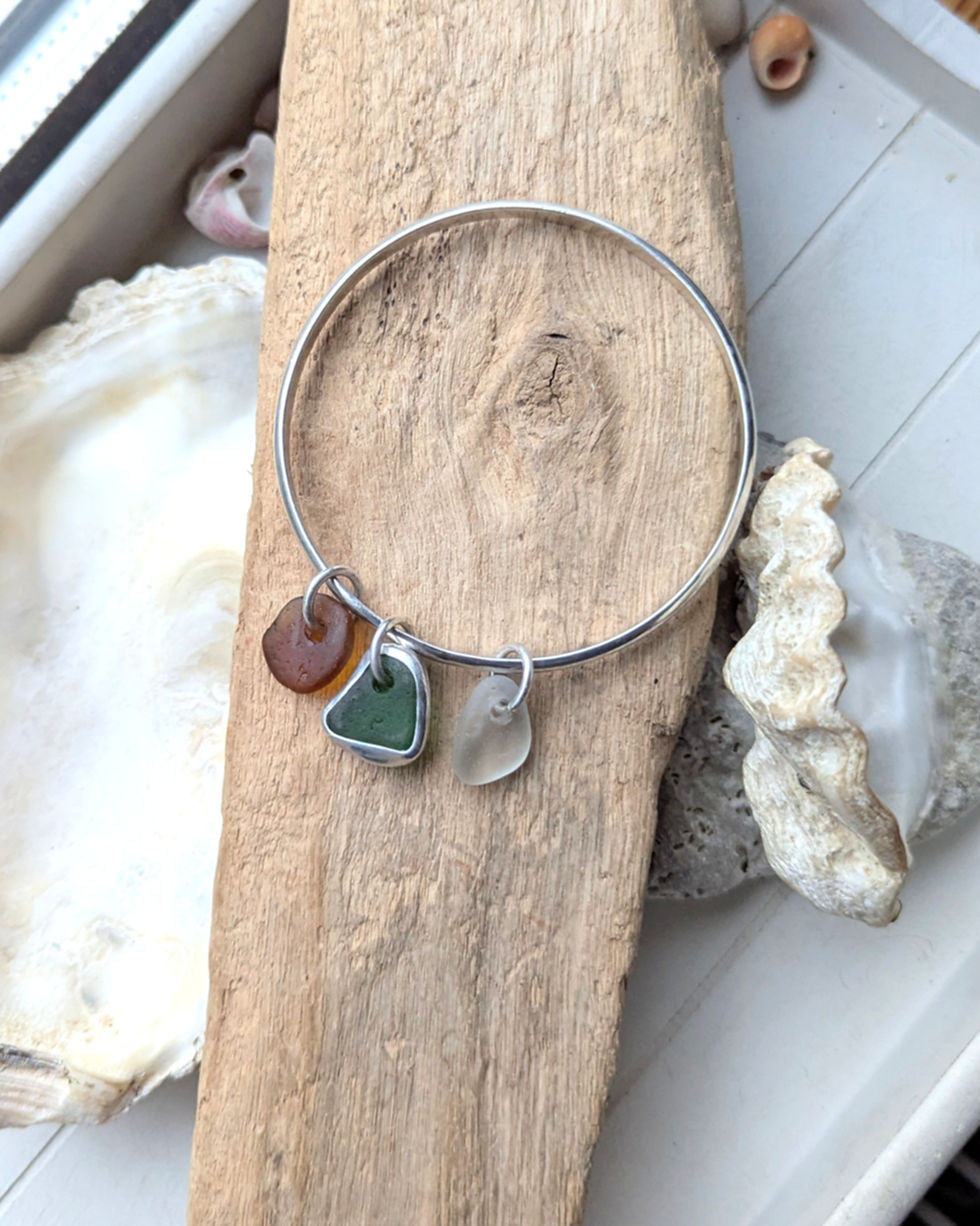 Thumbnail: Sea Glass // Sterling Silver Bangle