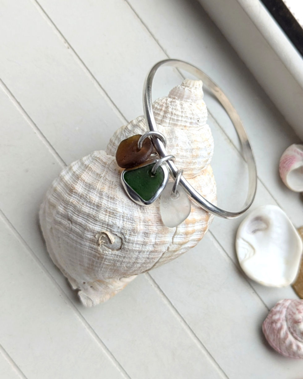 Thumbnail: Sea Glass // Sterling Silver Bangle
