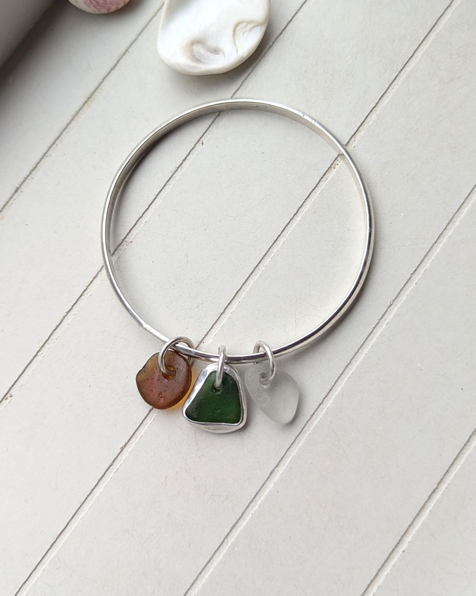 Thumbnail: Sea Glass // Sterling Silver Bangle