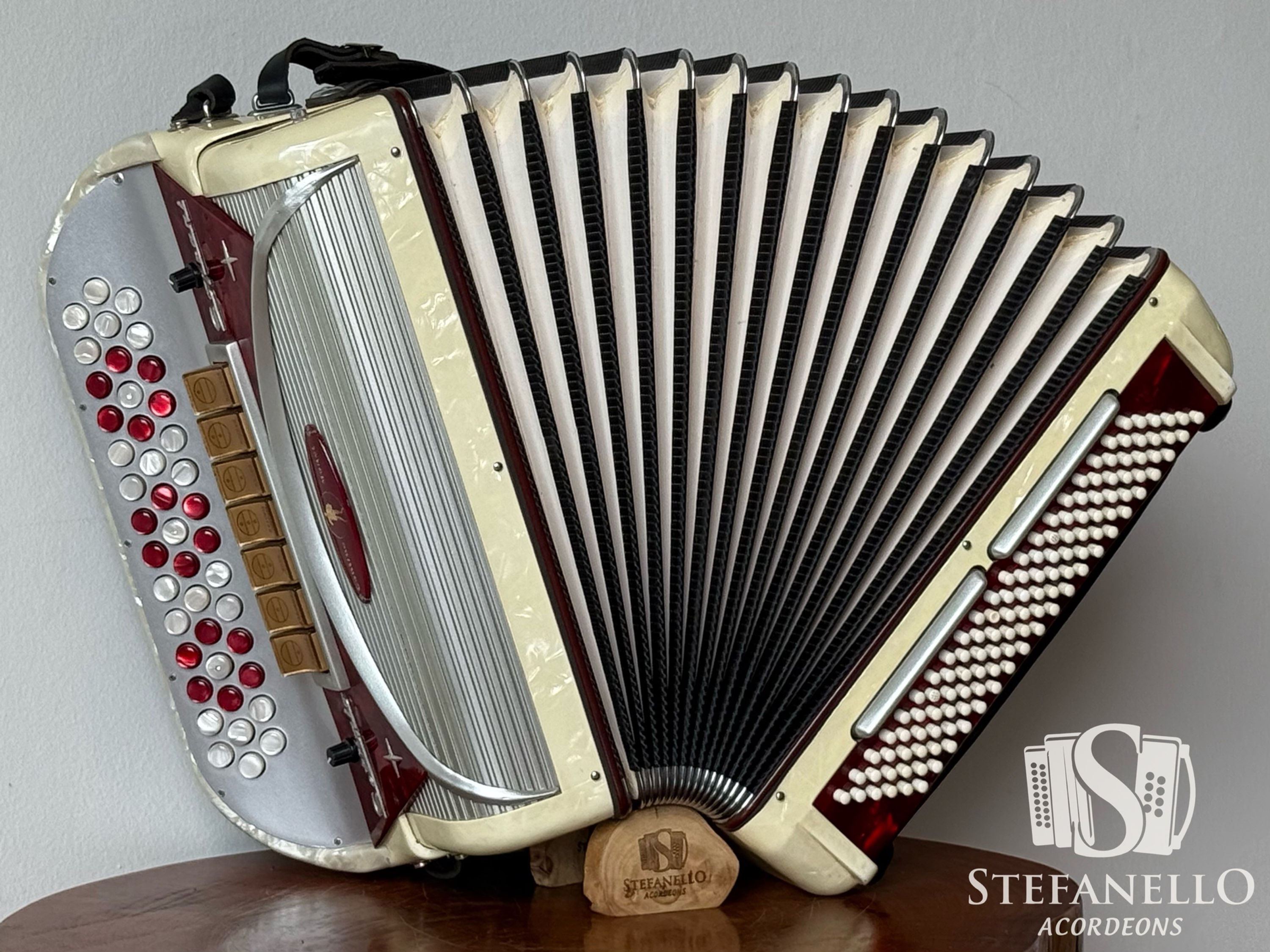 Settimio Soprani Ré e Sol diatonica, 120 baixos mecânica feita pela Roliver