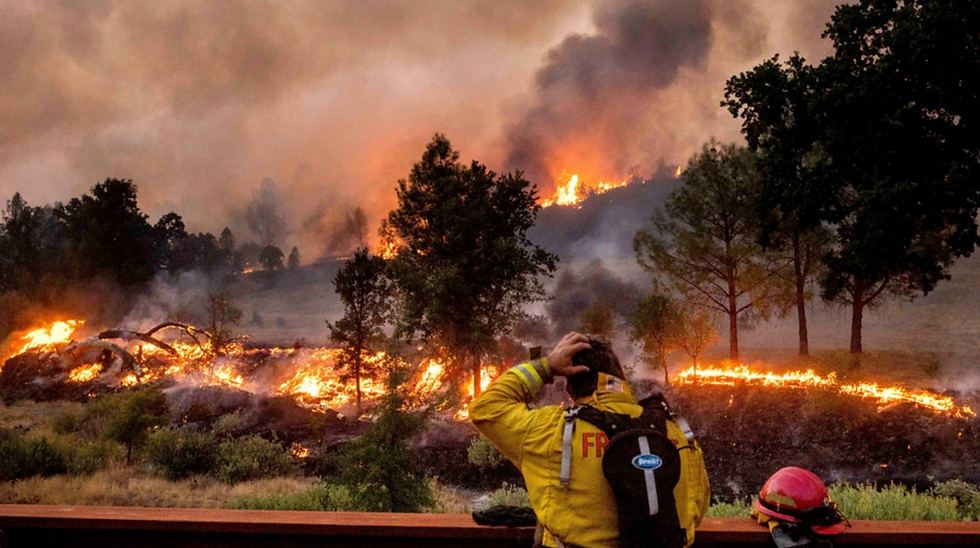 Firefighters at work on california wildfire