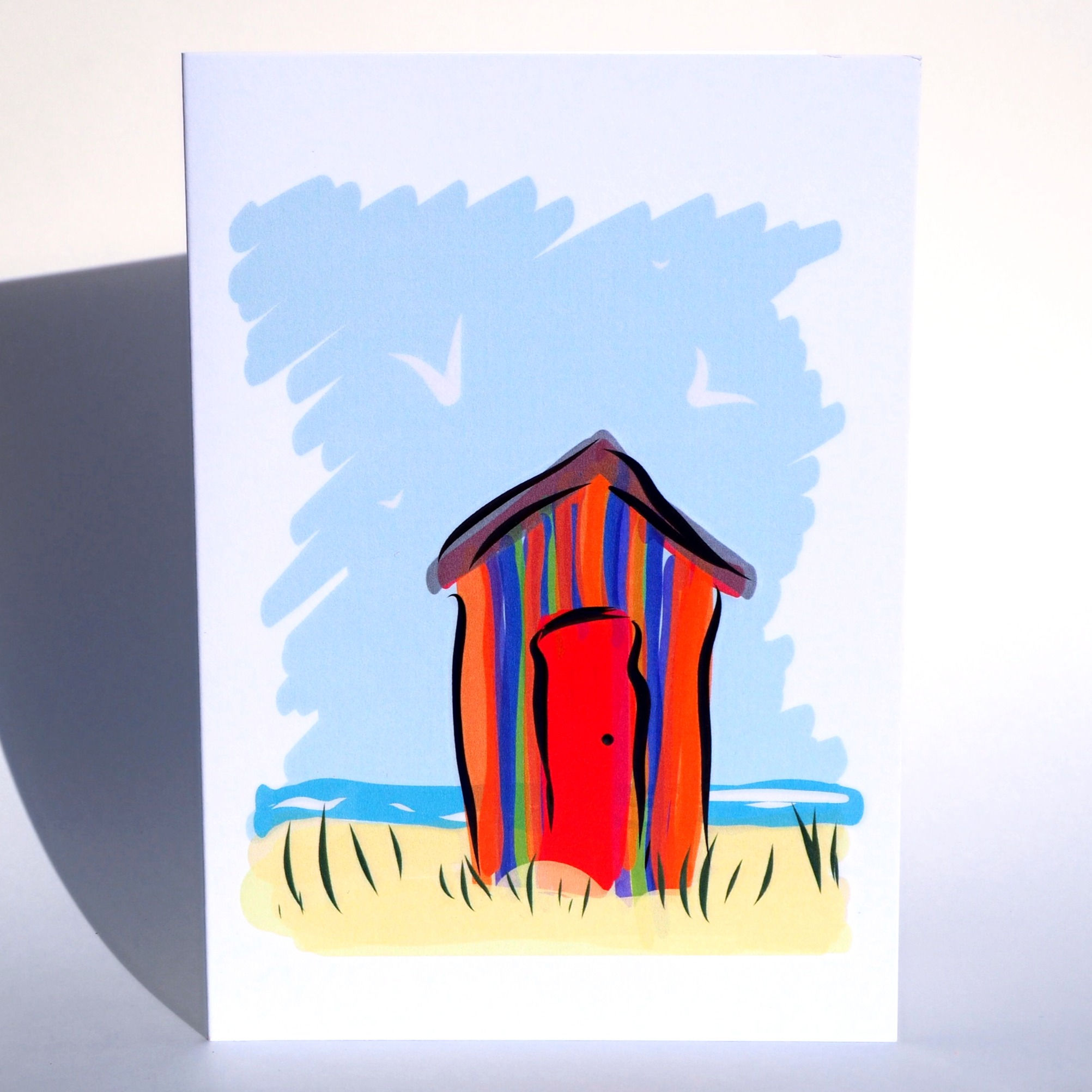 "Beach Hut" Blank Greetings Card