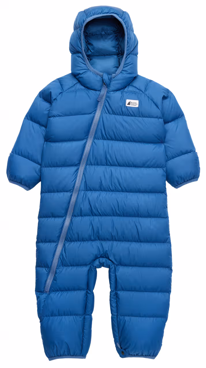 blue baby snowsuit