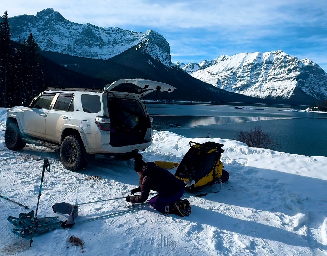 Canadian Rockies epic view with 4runner and adventure mom