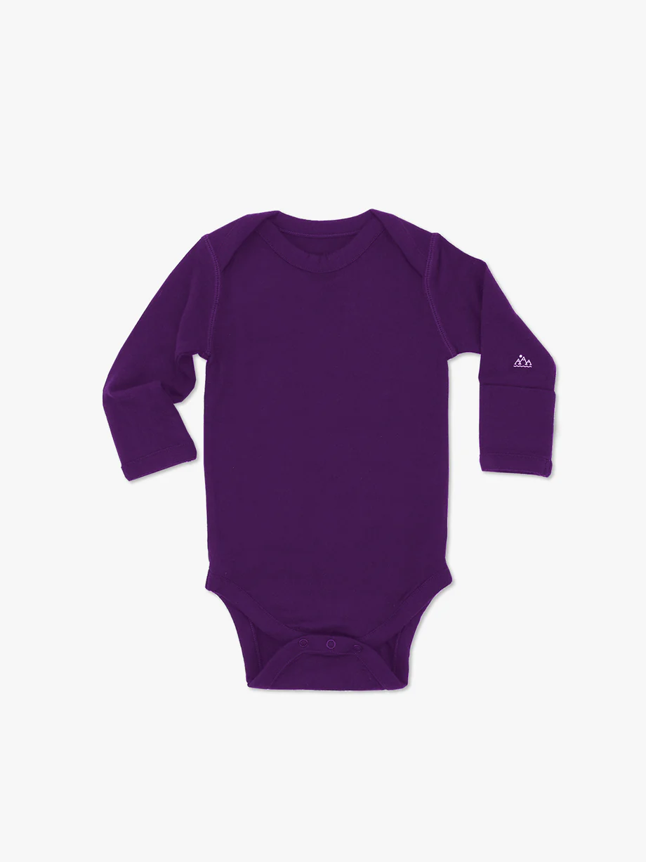 purple merino wool onesie