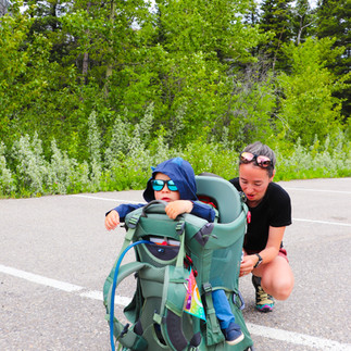 getting a baby ready for a hike