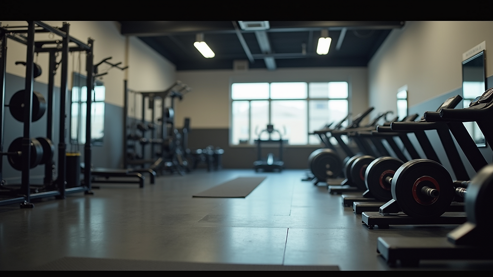 Eye-level view of a gym with customized workout equipment
