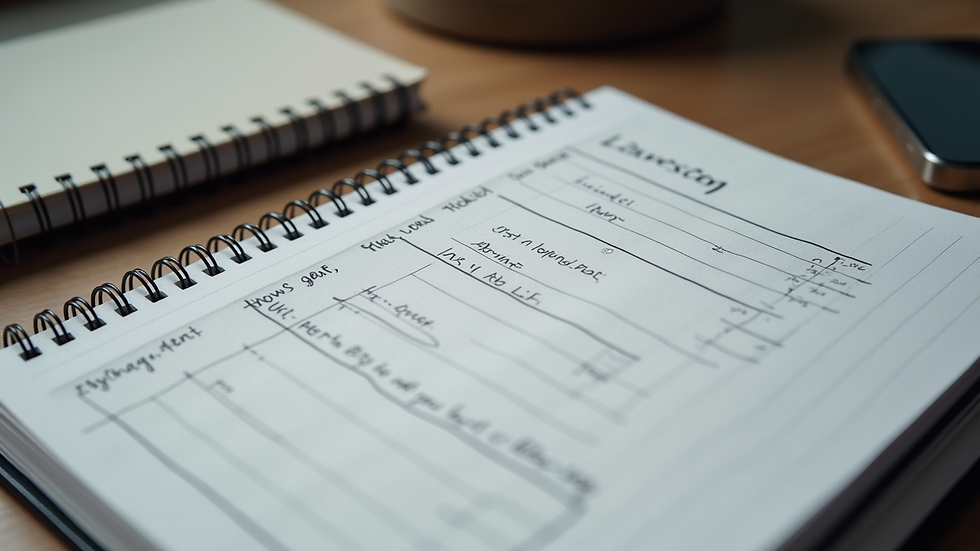 Close-up view of a fitness journal with workout notes