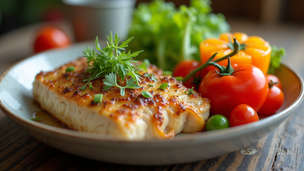 Close-up view of a healthy meal with colorful vegetables and lean protein