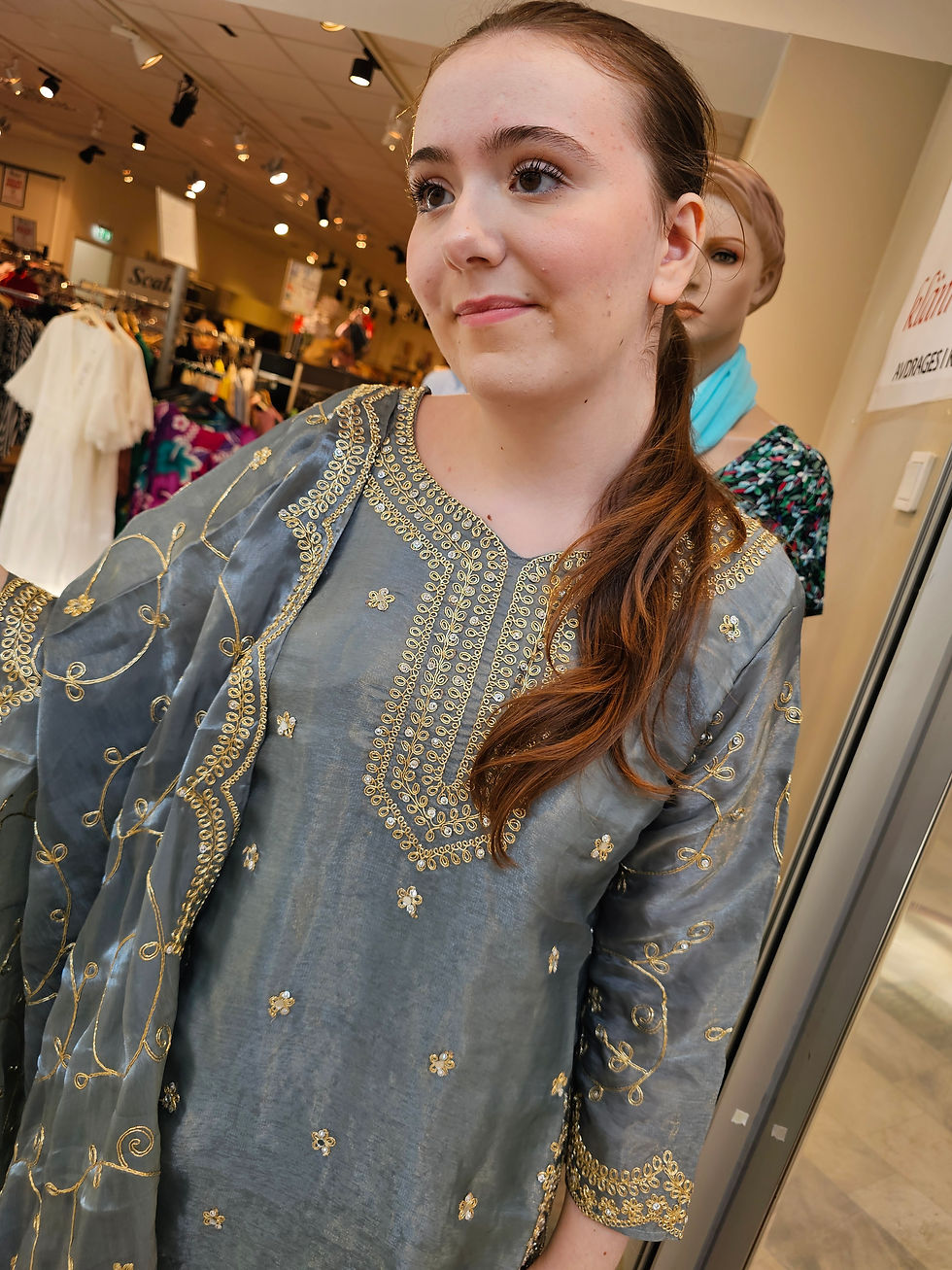 Thumbnail: Embroidered mirror work plazzo suit 