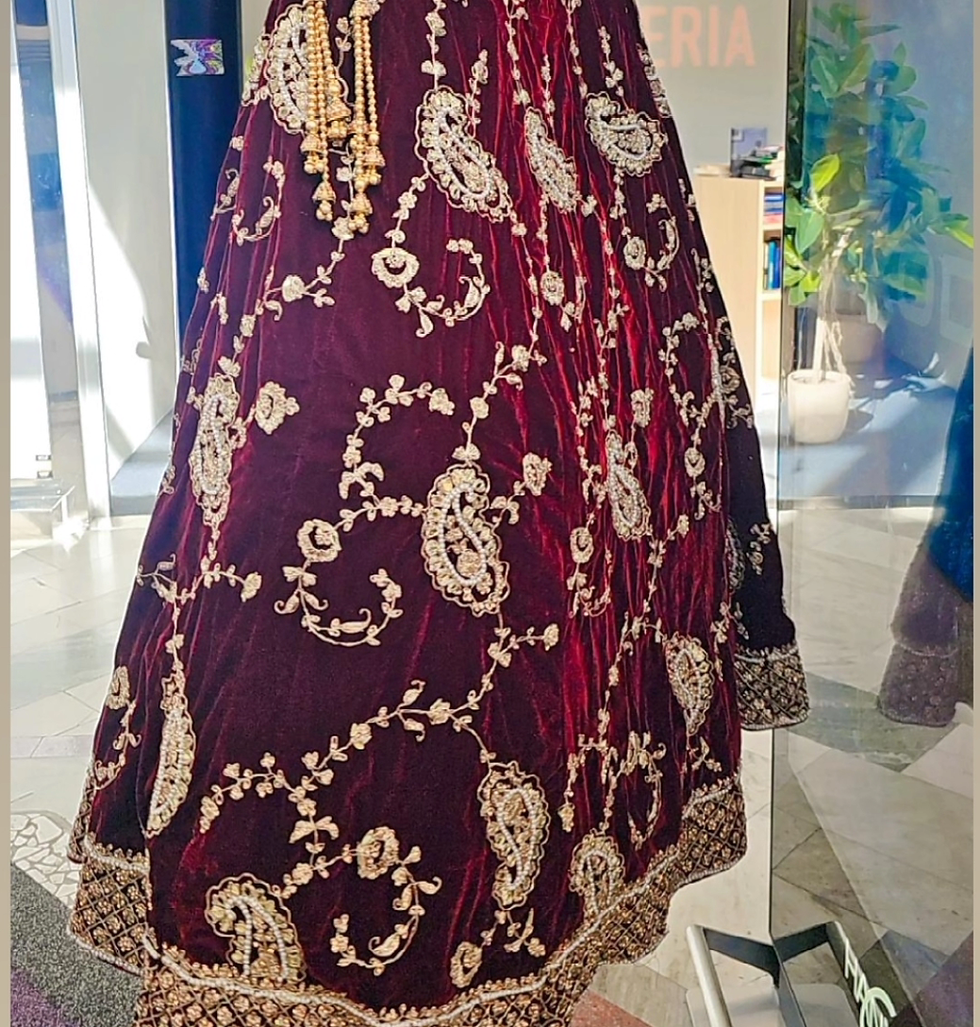 Thumbnail: Bridal velvet lehehnga handwork stone work 