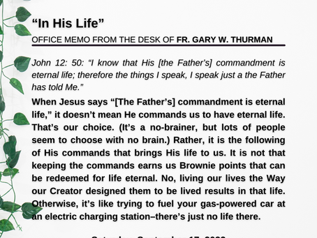 Saturday, September 17, 2022: "In His Life"