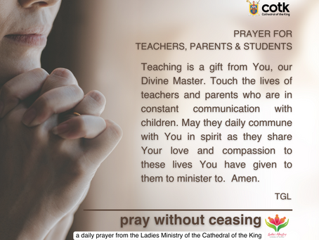 November 29, 2022: Prayer for Teachers, Parents & Students