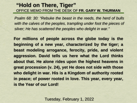 Tuesday, February 1, 2022: "Hold on There, Tiger"