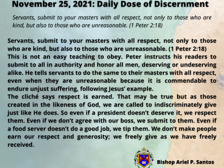 November 25, 2021: DAILY DOSE OF DISCERNMENT