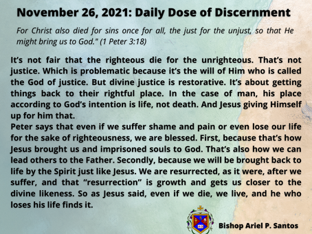 November 26, 2021: DAILY DOSE OF DISCERNMENT