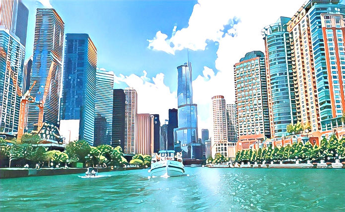 Artistic rendering of Chicago, Illiniois.