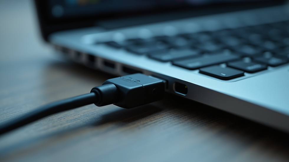 Close-up view of a USB drive plugged into a laptop