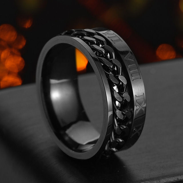 Thumbnail: Cool Stainless Steel Rotatable Men Ring High Quality Spinner Chain Punk Women Je