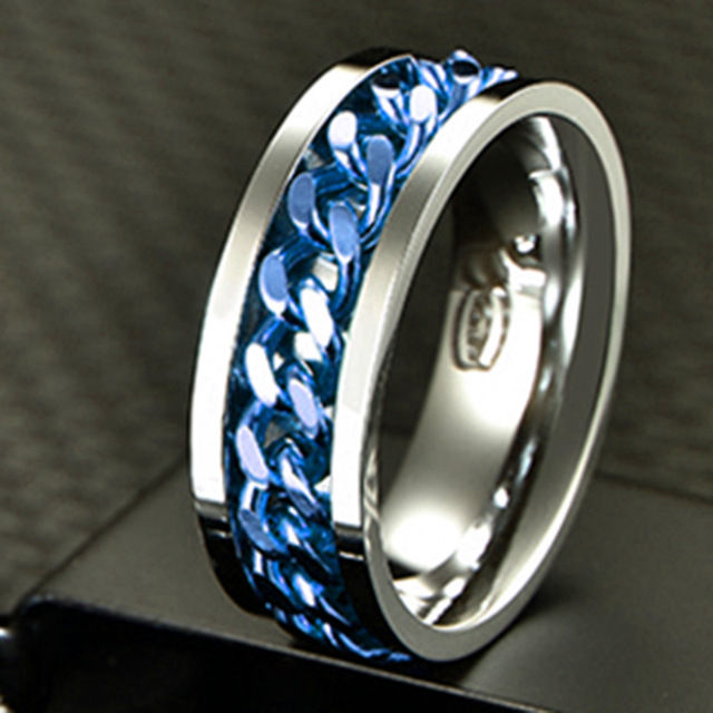 Thumbnail: Cool Stainless Steel Rotatable Men Ring High Quality Spinner Chain Punk Women Je
