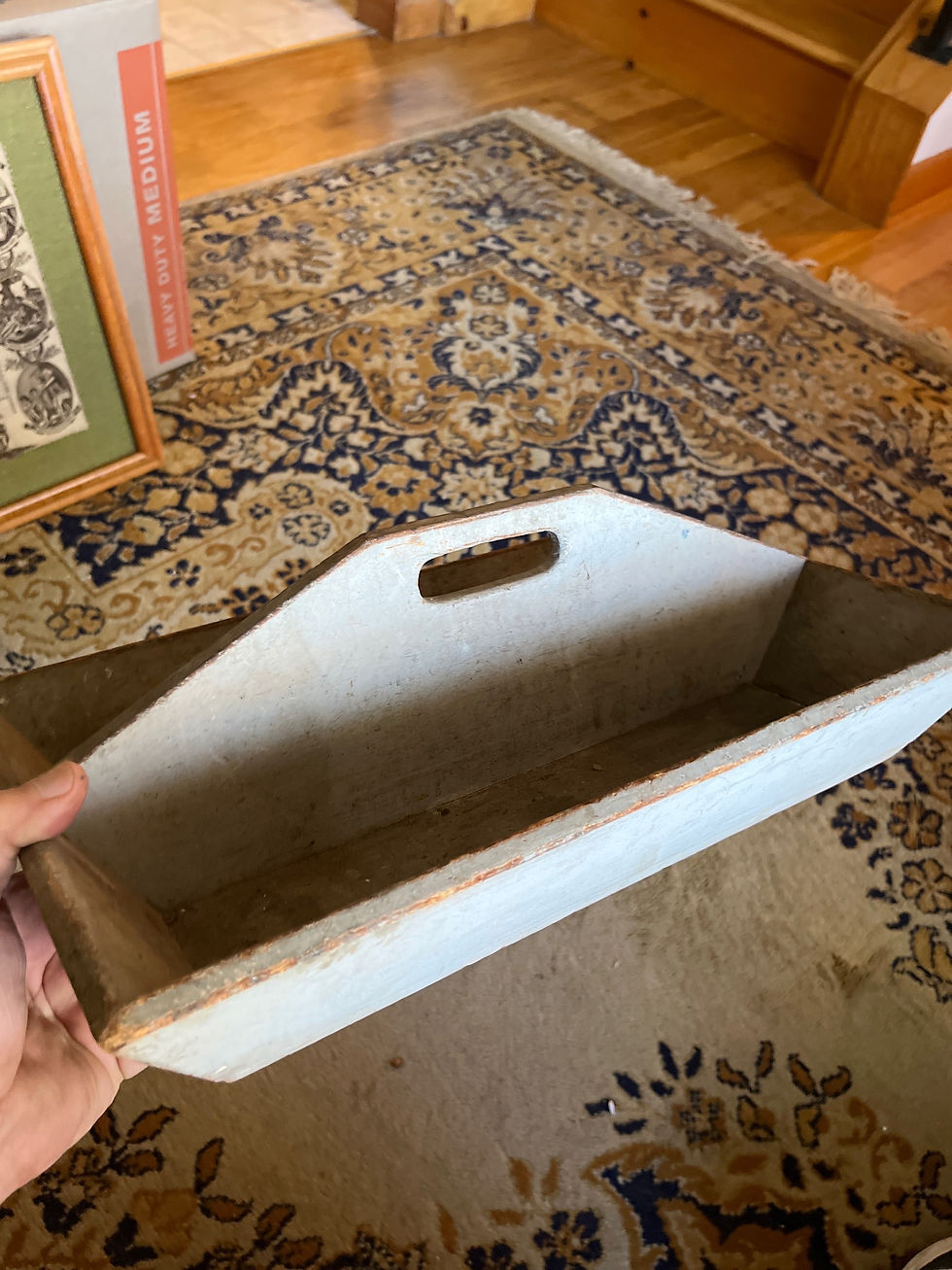 Thumbnail: Outstanding dry grayish white cream color t head cutlery tote early 19th century