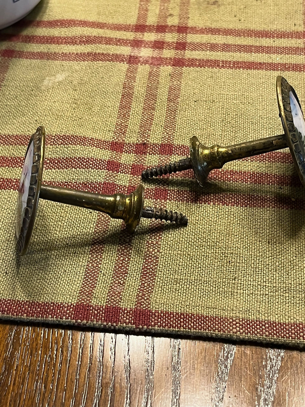 Thumbnail: Pair of Battersea Enameled 18th Century Tie Backs