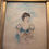 Thumbnail: American 1840’s watercolor of girl with doll original frame outstanding 