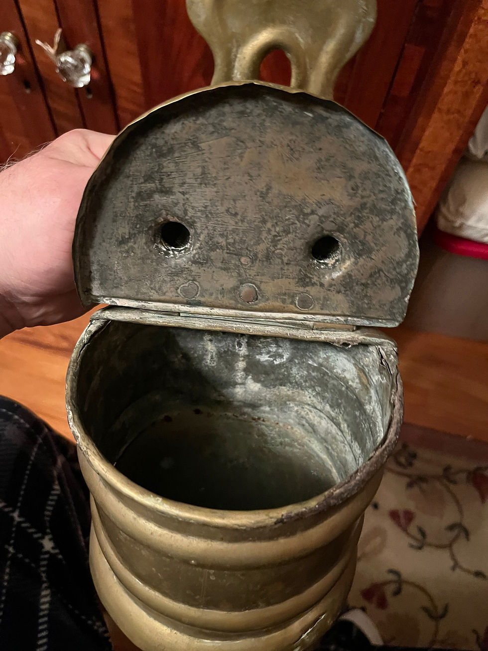 Thumbnail: English/Dutch Brass Dovetailed Salt or Tobacco Box