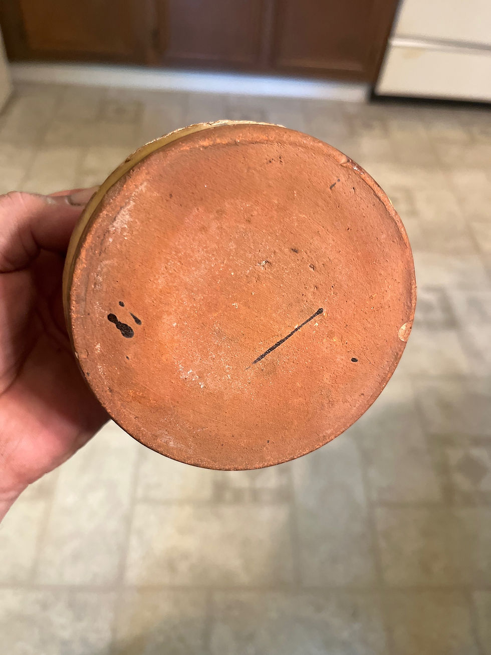 Thumbnail: 19th century Valley of Va. red-ware clay glazed flower pot 
