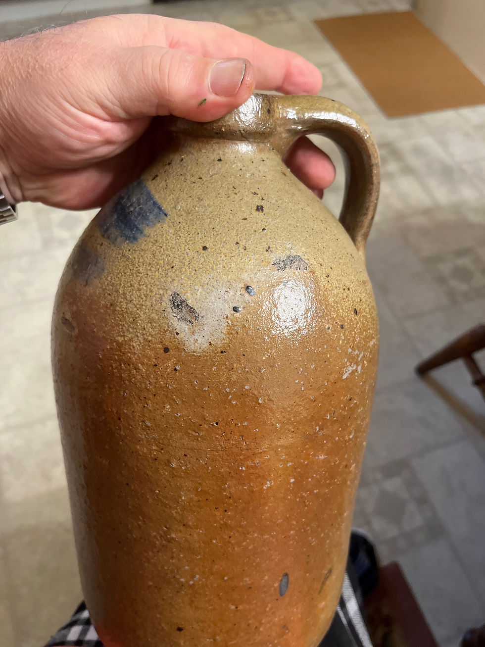 Thumbnail: 19th century blue stripe pa. Stoneware jug 11 1/2  tall 