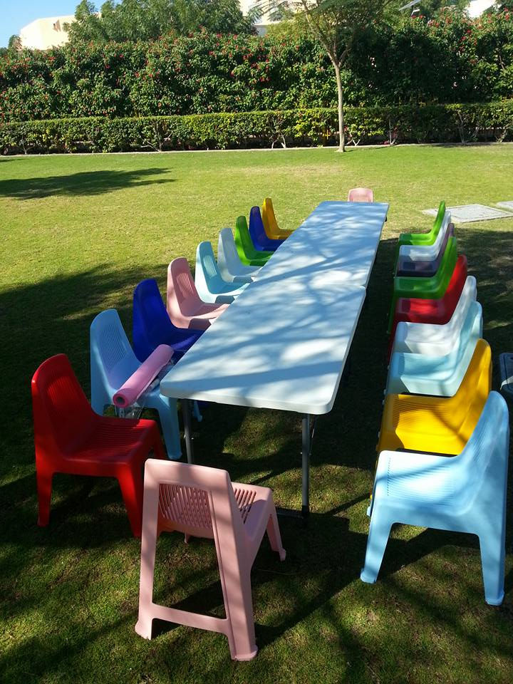 KIDS COLORED CHAIRS AND TABLE