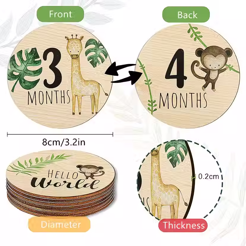 Thumbnail: Wooden Baby Monthly Milestone Cards