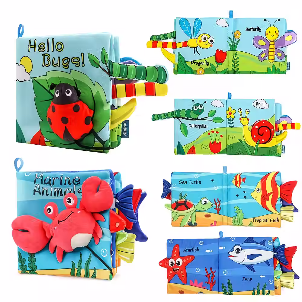 Baby Soft Cloth Activity Book with High-Contrast Crinkle Pages