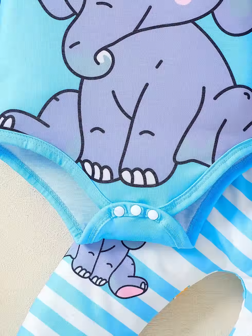 Thumbnail: 3PCS Baby Cartoon Elephant Romper Set