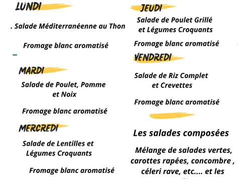 Menu semaine du 23 au 27 mars 2026