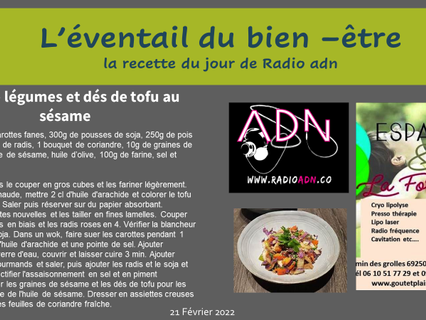 L’éventail du bien –être  la recette du jour de Radio adn 