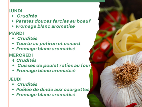 Menu de la semaine du 6 au 10 octobre 2025