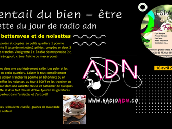 la recette du jour de radio adn 16 avril